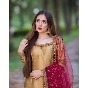 Women's Fancy <b>Top</b>-Plazzo Set with Embroidery and <b>Sequin</b> Work Including Dupatta - Product Image 3