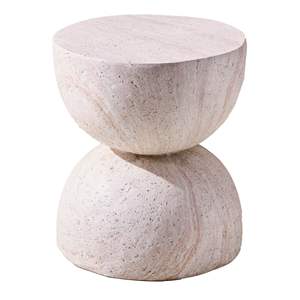 Table d'appoint moderne en oxyde de magnésium aspect marbre, design sablier sculptural, pour intérieur/extérieur - Product Image 3