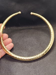 Brass Ethnic Hasli <b>Necklace</b> | Gold Plated Natural Stone Bezel Setting Oval Link Chain Pendant Handmade Wedding Fashion Wholesale - Product Image 3