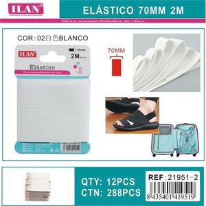Fascia elastica ILAN 70mm 2m bianca per artigianato e cucito - Product Image 3