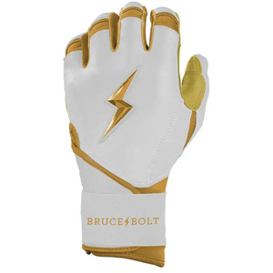 Guantes de Bateo de Cuero de la Serie Gold de MARGINAL SPORTS, Blancos y Dorados, con Puño Largo |   Cierre de Gancho y Bucle Ambidiestro de Primera Calidad para Muñeca - Product Image 5
