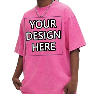 Custom Printed Chest Logo Personalized Front Silk Screen Printed Turtleneck Men's Washed Aged 100% Cotton T-Shirt Digital - Product Image 1