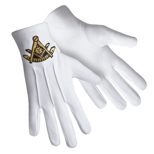 Guantes de Cuero Blancos Masónicos Bordados Personalizados al por Mayor con Emblema Dorado para Past Master y Guantes de Vestir para Logia Azul - Product Image 2