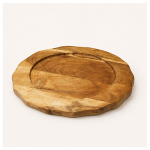Plato de Madera de Mango Ecológico Hecho a Mano al por Mayor, Bandeja Redonda con Borde Festoneado para Servir en Bodas y Eventos - Product Image 3