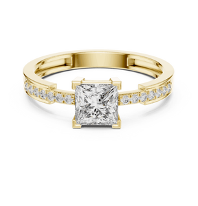 14K Rose Gold Princess & Round Cut Lab Grown Diamond Engagement <b>Ring</b> Band Wedding <b>Ring</b> for Women Party New Grown Diamond - Product Image 1