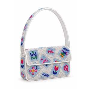 Sacs à bandoulière de luxe MULTI CRAFT en lin écologique imperméable, forme selle, légers, perlés, pour l'été, style Staud - Product Image 1