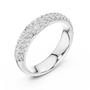 Anillo de Eternidad de Doble Hilera con Diamantes Auténticos, Oro Rosa de 14K, Platino, Delgado, Micro Pavé, Anillo de Boda Clásico, Regalo de Aniversario - Product Image 2