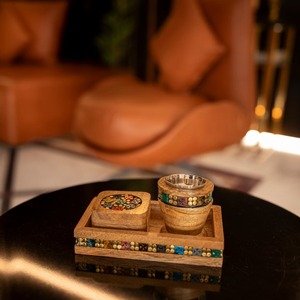 Juego de Incensario Religioso de Sándalo Hecho a Mano, con Aroma a Oud, Soporte para Bakhoor, Bandeja Cuadrada, Cuenco Aromático para Incienso, para Regalo en el Hogar - Product Image 2