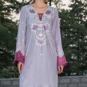 Conjunto de Traje de Lino de 3 Piezas con Bordado Floral para Mujer, con Camisa Transpirable con Estampado Digital y Dupatta - Product Image 5