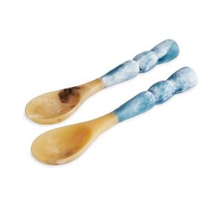 Juego de Servidores de Ensalada de Resina Azul y Ámbar con Diseño Marmoleado, Cuchara para Servir con Mango Retorcido Hecho a Mano, Utensilios de Cocina - Product Image 1