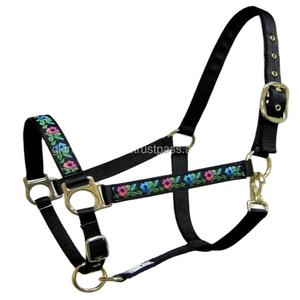 ดอกไม้ไนล่อนพิมพ์เชือกแขวนคอสำหรับม้า-สีฟ้าสดใสสีดำสีฟ้าคราม-สีสารพันเป็นไปได้-เย็บสองครั้ง - Product Image 1