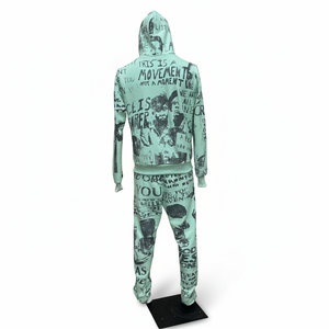 Unisex Custom Printed Hooded Tracksuit Full Zip Streetwear <b>Set</b> 100% Cotton Four-Way Stretch Elastic Waist Fleece Winter Wear - Product Image 2