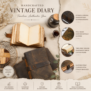 Vintage Buffalo Leather Bound <b>Notebook</b> <b>Lined</b> Journal Handstitched Binding Digital Printing for Writing Diary Scrapbooking - Product Image 4