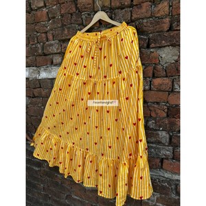 Women's Summer <b>Skirt</b> Heart Striped Print <b>Skirt</b> Dress Handmade Long Maxi <b>Skirt</b> Beach <b>Skirt</b> With Two Side Pockets - Product Image 5