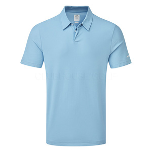 Polo de Manga Corta Azul Oscuro para Hombre, Corte Regular, Color Sólido, Tejido Jersey de Secado Rápido, Estilo Casual - Product Image 5