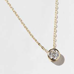 Factory Price 14K Solid Gold 1 Carat Lab Grown Diamond Pendant <b>Necklace</b> IGI Certified Bezel Set Round Cut Jewelry Manufacturer - Product Image 1