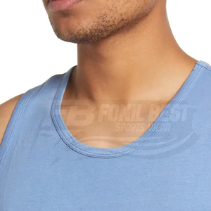 Latest design: Men's custom logo tank <b>top</b> cotton/spandex breathable gym digital printed casual knitted <b>distressed</b> style - Product Image 4