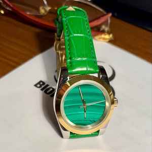 Producto de Calidad de Exportación, Esfera Redonda Plana de Malaquita Natural, Gema para la Fabricación de Relojes Automáticos de Cuarzo Suizos - Product Image 4