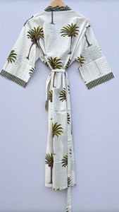 Indian Cotton Dress Gifts Floral Print Kimono Cotton Kimono Robe Beach Party Wear Long Bathrobe Robes For Woman At Best Price - Product Image 3