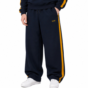 Quarter Zip High Quality Heavy Hoodies sets <b>Pullover</b> Side Stripes Mock Neck Jacket Elastic Waist and Baggy Joggers Casual Sets - Product Image 5
