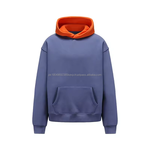 Parche bordado con apliques personalizados 100% algodón sin cuerdas <span class=keywords><strong>Color</strong></span> bloqueado con capucha Boxy Fit recortada sudaderas con capucha de gran tamaño para hombres - Product Image 2