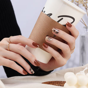 ShineB superventas tiras de uñas de gel 3D de alta calidad fácil aplicación pegatinas de uñas de leopardo alma menta marrón hecho Corea para salón - Product Image 2