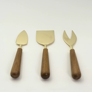 <b>On</b> <b>Sale</b> Customizable Golden Cheese <b>Knife</b> <b>Set</b> With Wooden Handle Durable Metal Cheese Tools - Product Image 4