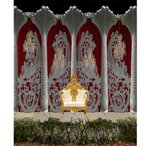 Escenario de Boda con Temática de Palmeras Blancas, Escenario de Boda Impresionante, Decoración de Escenario de Boda con Palmeras Tropicales, Escenario de Boda Moderno, EE. UU. - Product Image 1