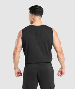 Men's Sporty <b>Black</b> Sleeveless Tank <b>Top</b> O-Neck Solid Knitted Breathable Casual Workout Fitness <b>Vest</b> Wholesale - Product Image 5