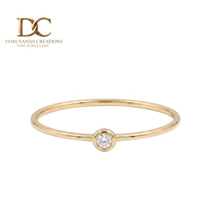 Anillo de Oro Sólido de 14 Quilates con Diamante Cultivado en Laboratorio, Corte Brillante Redondo de 1.80 mm, Joyería Única para Mujer, Regalo Perfecto para Fiesta de Compromiso - Product Image 1