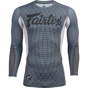 Mens Long Sleeve Compression <b>Athletic</b> Performance Shirt Geometric Pattern Base Layer Sports Training Top Moisture Wicking Fit - Product Image 3