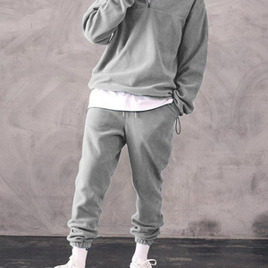 High Quality Fashion Solid Color 2 Piece Sportswear Men's Simple Design Casual Sweatshirt Set for Young Men Daily Outfit - Product Image 4