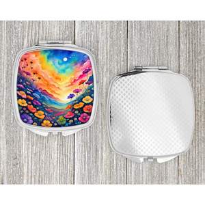 Pétunias colorés miroir de maquillage de voyage compact pliant cadeau de conception de poche pour femmes et filles - Product Image 4