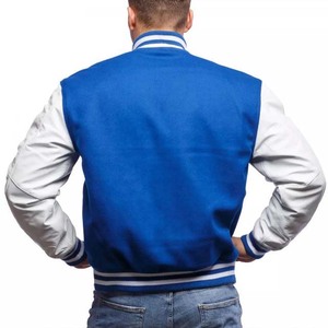 Unisex High Quality Blue Wool <b>White</b> Leather Sleeve Varsity <b>Jacket</b> New Condition Stand Collar with Chenille Embroidery <b>Men</b> <b>Jacket</b> - Product Image 2