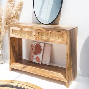Console en bois à 2 tiroirs Vandana Sierra Flux Rattan, meuble d'appoint moderne en rotin naturel tressé - Product Image 6