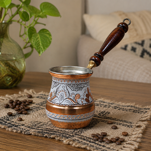 Handmade Copper Turkish Coffee Pot Cezve Ibrik Wooden Handle <b>Arabic</b> Greek Espresso Coffee Maker Milk Warmer Serving Pot Gift - Product Image 4