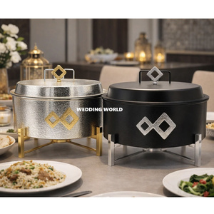 ชุดอุ่นอาหารโลหะสามชิ้น ดีไซน์สั่งทำพิเศษ หรูหรา ใหม่ เหมาะสำหรับงานแต่งงานและงานอีเว้นท์ บุฟเฟ่ต์ - Product Image 6