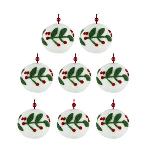 3.1 \ "Set di ornamenti per palline di Natale in feltro di lana Dia/Polyfoam di agrifoglio di bacche 8 palline appese Decorative per feste sull'albero - Product Image 2