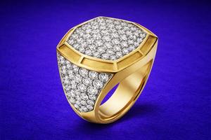 Anillo de cóctel de diamante, anillo de moissanita redonda, anillo de compromiso y boda de plata de ley 925 para hombre, anillo de fiesta grande - Product Image 3