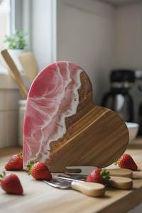 Plateau de service en bois et résine époxy fait main, grande taille, plateau alimentaire, planche à fromage en bois naturel, accessoires de cuisine et de salle à manger - Product Image 4