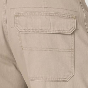 Pantalon cargo pour homme, coupe droite, kaki, coton, taille élastique, plusieurs poches, style décontracté, respirant, à porter au printemps - Product Image 6