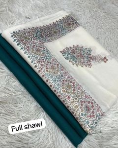Women's Long Cashmere <b>Shawl</b> Embroidered Floral Pattern Winter <b>Wrap</b> Scarf for Bridal Wedding Occasions - Product Image 5