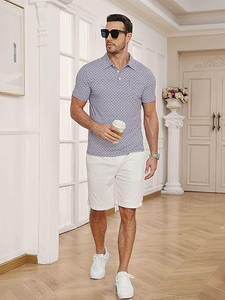 Camisa polo para hombre de manga corta, diseño con botones, tejido de punto, logotipo personalizado e impresión. - Product Image 6