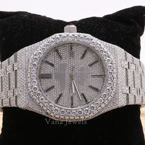 Bestselling Luxury <b>Automatic</b> Stainless Steel <b>Wristwatch</b> for Men High Quality Analog Moissanite Diamond Glass 41mm Fully Iced Hip - Product Image 4