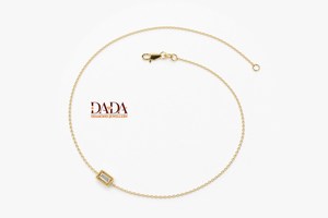 Luxury <b>Solid</b> <b>Gold</b> Lab Grown Diamond Baguette Solitaire Bracelet for Women Minimalist Fine Jewelry Elegant Wedding Anniversary - Product Image 2