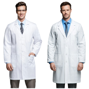 Batas de Laboratorio Profesionales Unisex de Algodón Tejido, Transpirables y Cómodas para Hospital - Product Image 1