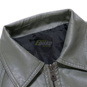 Chaqueta de Cuero 100% Genuino para Hombre, Nueva y Elegante, Estilo Vintage Grabado, Chaqueta de Lona para Otoño - Product Image 3