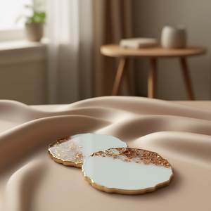 Ensemble de sous-verres décoratifs en résine faits à la main pour tasses à café et à thé, décoration de table de haute qualité, qualité d'exportation - Product Image 3