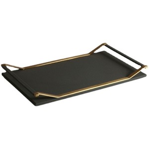 Premium Black <b>Metal</b> Modern Non-Stick Eco-Friendly Stocked Serving Tray LE-F11102 Linea Exports Inc - Product Image 2