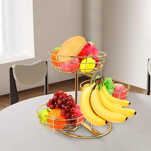 3 In 1 Gold Metal Fruit <b>Basket</b> Suitable For Kitchen Countertop Dining <b>Table</b> Centerpiece And Decorative Fruit Display From India - Product Image 6